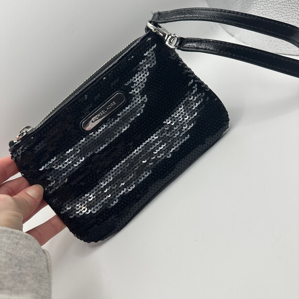 Michael Kors Shimmering Black Sequin Wristlet